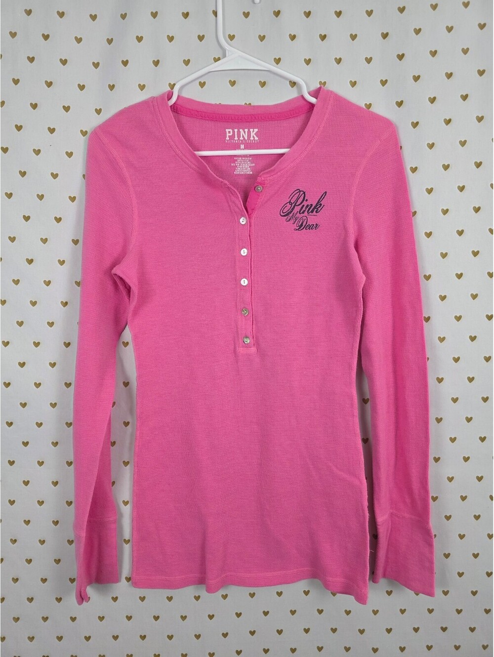 Vintage Victoria’s Secret PINK My Dear Deer Thermal Henley Shirt M Y2K